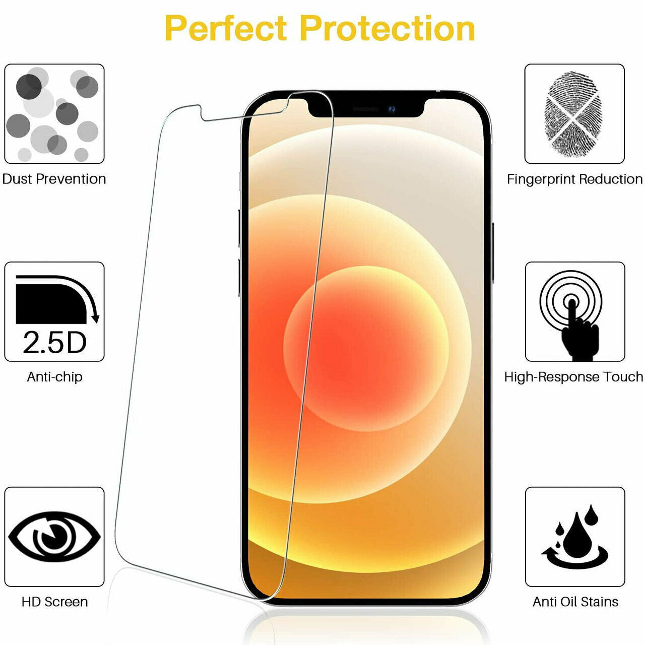 Tempered Glass Screen Protector - 3 Pack for iPhone 6, 7, 8, XR, 11, 12, 13, 14, 15, 16 Pro Max in all models