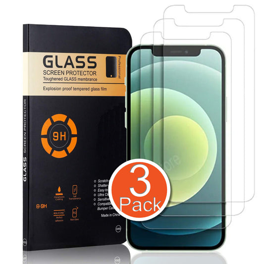 Tempered Glass Screen Protector - 3 Pack for iPhone 6, 7, 8, XR, 11, 12, 13, 14, 15, 16 Pro Max in all models